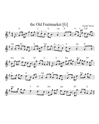 the Old Fruitmarket  [G] (Version 2) sheet music preview