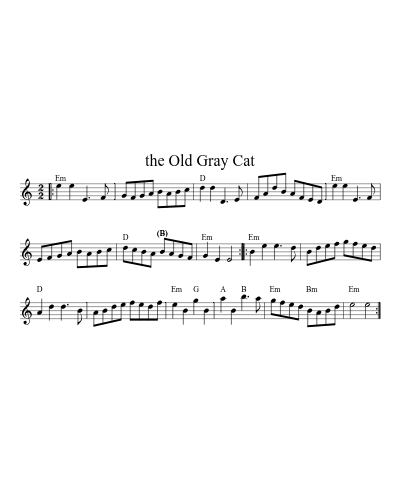 the Old Gray Cat (Version 18) sheet music preview