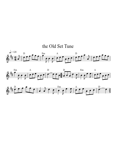 the Old Set Tune sheet music preview