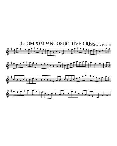 the OMPOMPANOOSUC RIVER REEL (Ompompanoosuc River Reel) sheet music preview