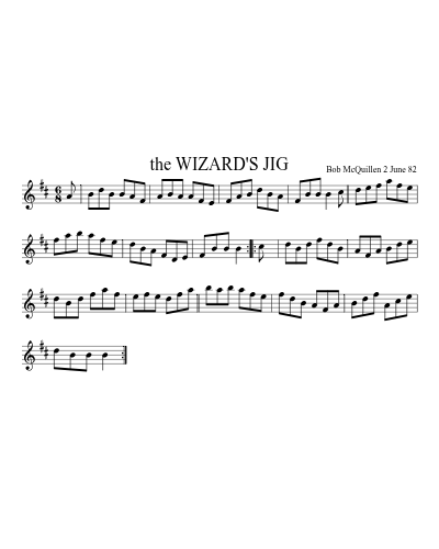the WIZARD'S JIG sheet music preview