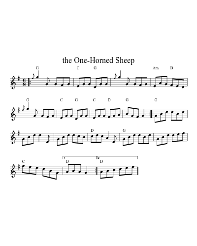 the One-Horned Sheep (Version 5) sheet music preview