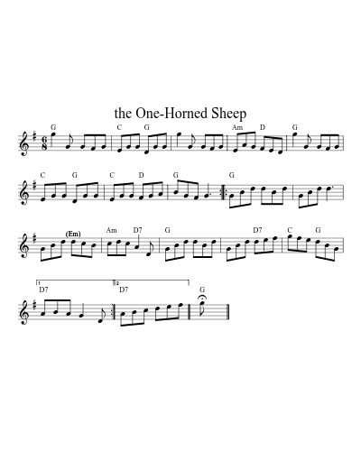 the One-Horned Sheep (Version 8) sheet music preview