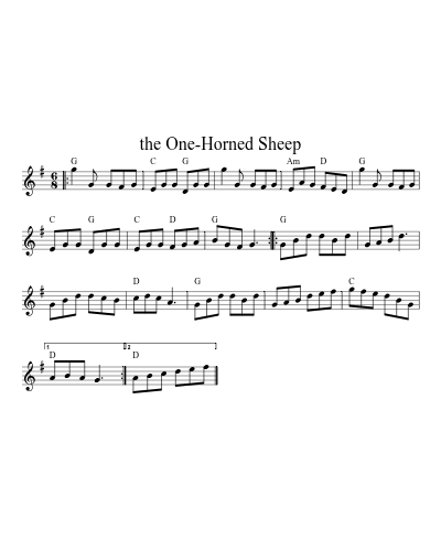 the One-Horned Sheep (Version 12) sheet music preview