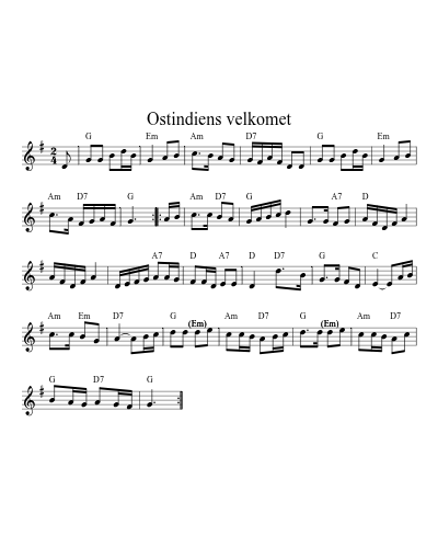 Ostindiens velkomet (Version 2)