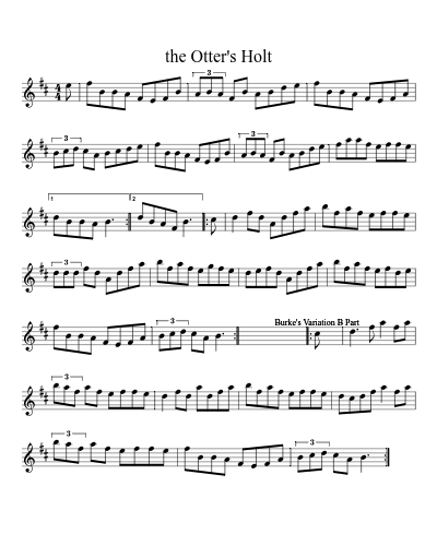 The Otter's Holt (Version 4) sheet music preview