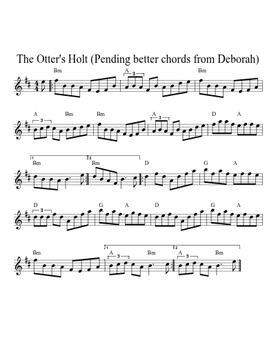 The Otter's Holt (Pending better chords from Deborah) sheet music preview