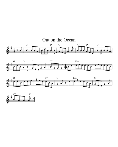 Out on the Ocean (Version 22) sheet music preview