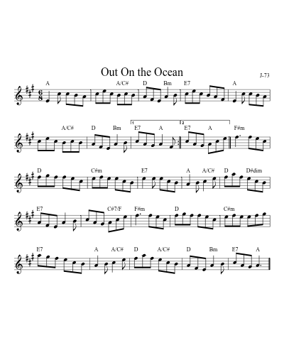 Out on the Ocean (Version 23) sheet music preview