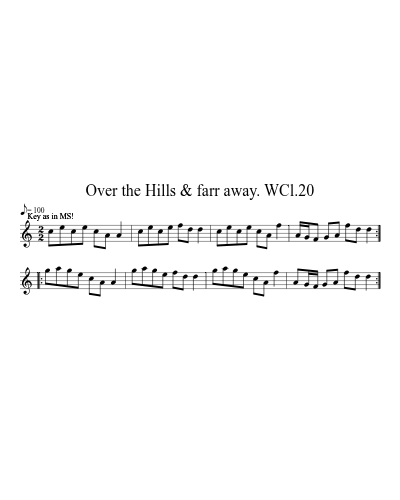 Over the Hills & farr away. WCl.20 preview