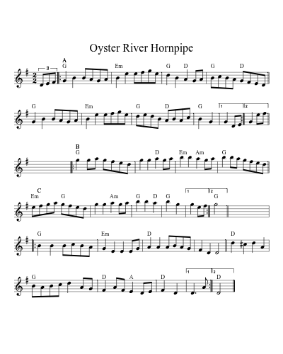 Oyster River Hornpipe (Version 2) sheet music preview