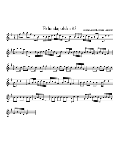 Eklundapolska #3 (Version 3) sheet music preview