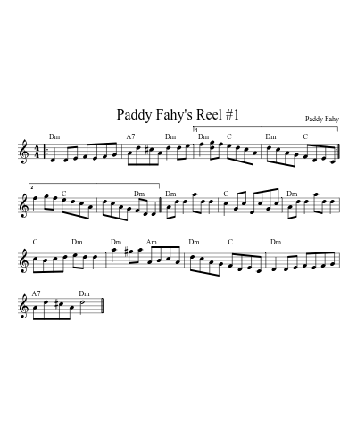 Paddy Fahy's Reel #1 (Version 2) sheet music preview