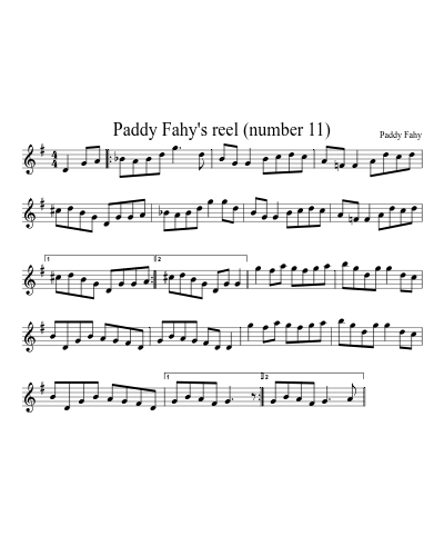 Paddy Fahy's reel (number 11) sheet music preview