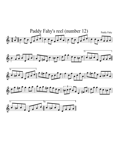 Paddy Fahy's reel (number 12) sheet music preview
