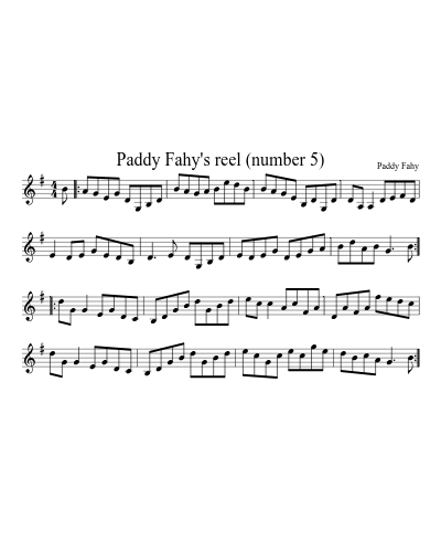 Paddy Fahy's reel (number 5) sheet music preview