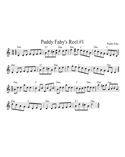 Paddy Fahy's Reel #1 (Version 3) sheet music preview