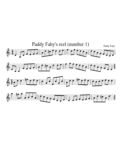 Paddy Fahy's reel (number 1) (Version 8) sheet music preview
