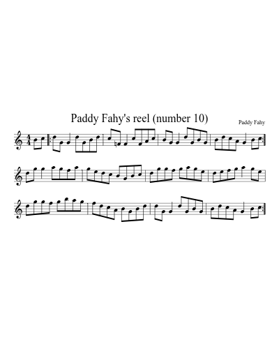 Paddy Fahy's reel (number 10) (Version 2) sheet music preview