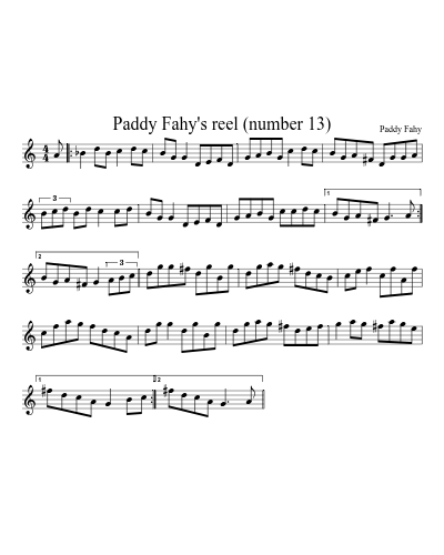 Paddy Fahy's reel (number 13) (Version 2) sheet music preview