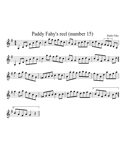 Paddy Fahy's reel (number 15) (Version 2) sheet music preview