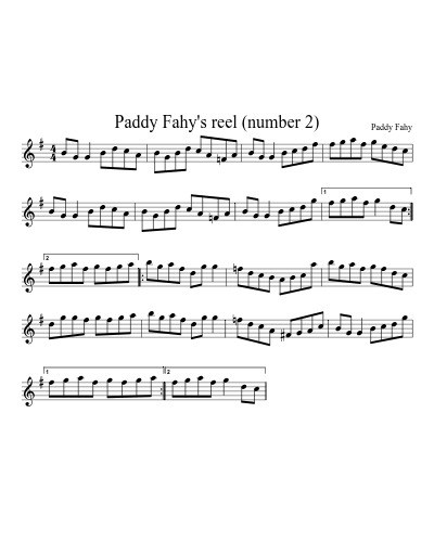 Paddy Fahy's reel (number 2) (Version 2) sheet music preview