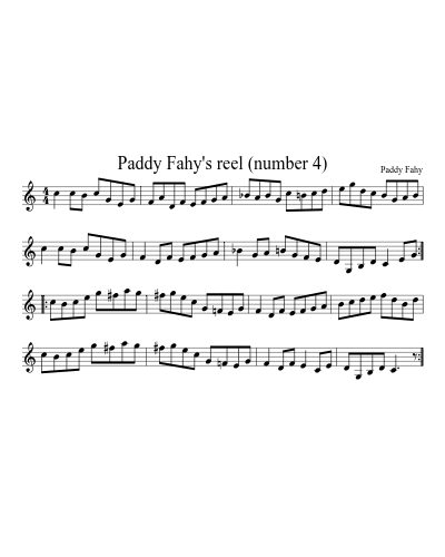 Paddy Fahy's reel (number 4) (Version 2) sheet music preview