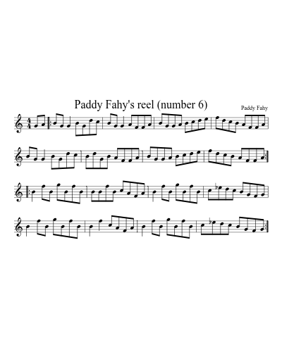 Paddy Fahy's reel (number 6) (Version 2) sheet music preview