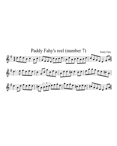 Paddy Fahy's reel (number 7) (Version 2) sheet music preview