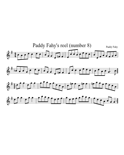 Paddy Fahy's reel (number 8) (Version 2) sheet music preview