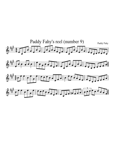 Paddy Fahy's reel (number 9) (Version 2) sheet music preview