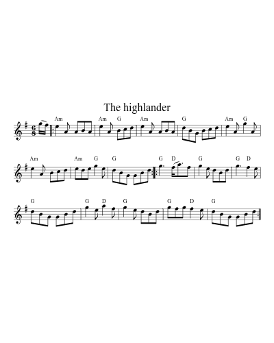 The highlander sheet music preview