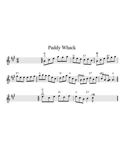 Paddy Whack (Version 8) sheet music preview