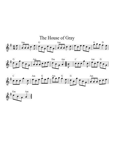 The House of Gray sheet music preview