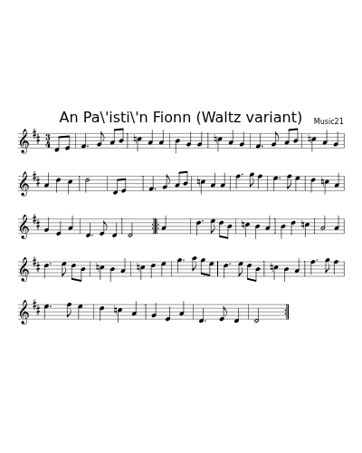 An Pa\'isti\'n Fionn (Waltz variant)