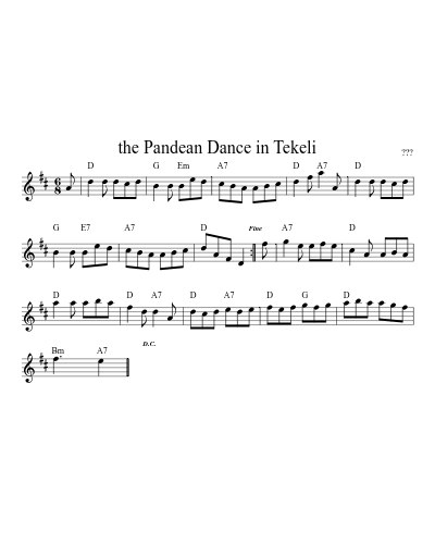 the Pandean Dance in Tekeli sheet music preview