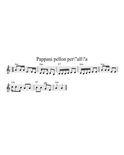 Pappani pellon per\"all\"a (Version 2)