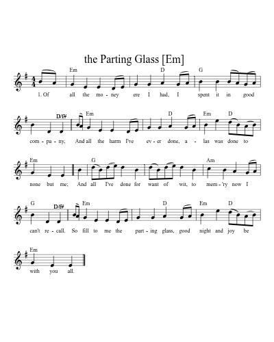 the Parting Glass   [Em]