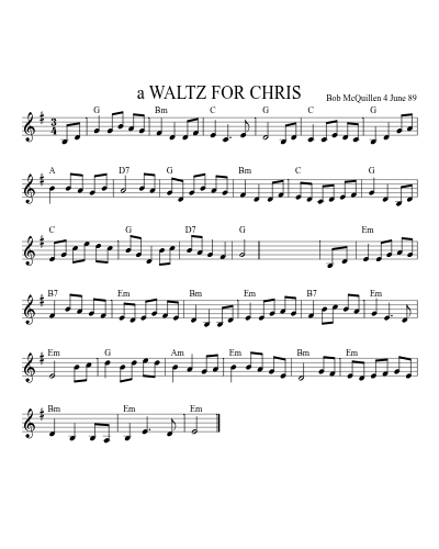 a WALTZ FOR CHRIS sheet music preview