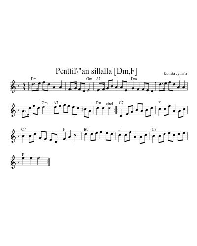 Penttil\"an sillalla   [Dm,F] (Version 2)