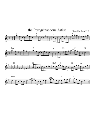 the Peregrinaceous Artist sheet music preview