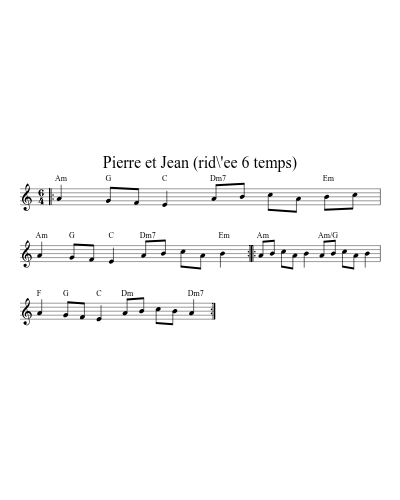 Pierre et Jean (rid\'ee 6 temps) sheet music preview