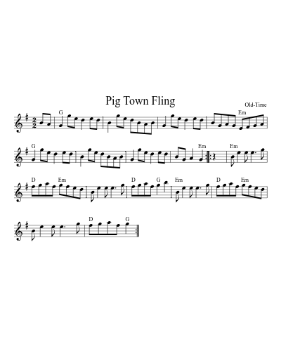 Pig Town Fling (Version 9) sheet music preview