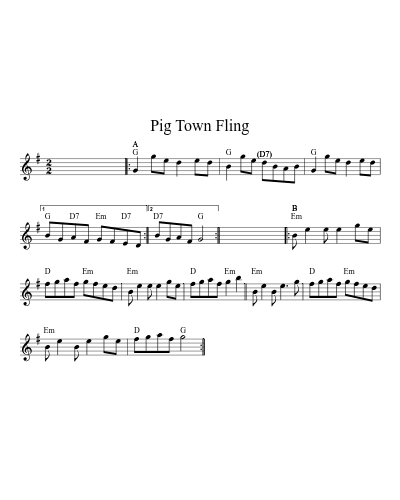 Pig Town Fling (Version 10) sheet music preview