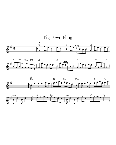 Pig Town Fling (Version 11) sheet music preview