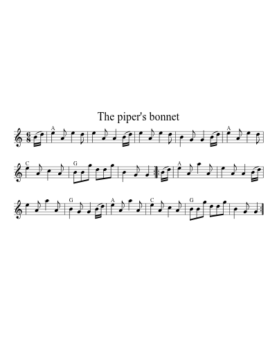 The piper's bonnet (Version 4) sheet music preview