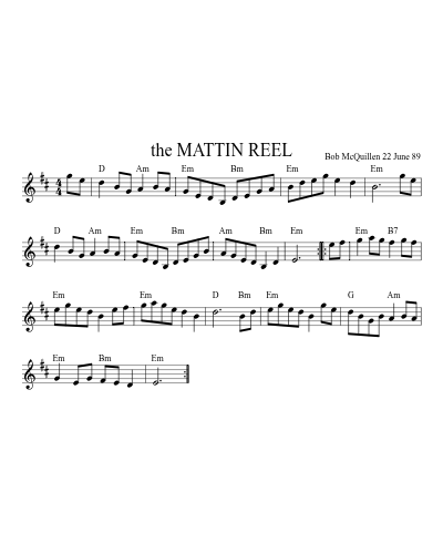 the MATTIN REEL sheet music preview
