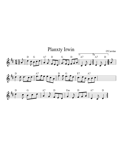 Planxty Irwin (Version 6) sheet music preview