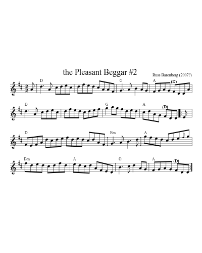 the Pleasant Beggar  #2 sheet music preview
