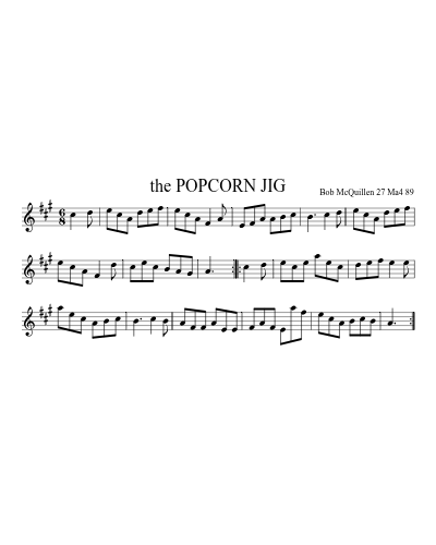 the POPCORN JIG sheet music preview